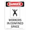 Signmission OSHA Danger Sign, Worker In Confined Space, 10in X 7in Decal, 7" W, 10" H, Portrait OS-DS-D-710-V-1818 - alternate 1